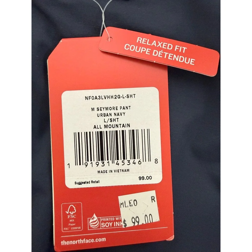 The North Face Seymour Snow Pants Men's Large Short Insulated Waterproof Navy‎